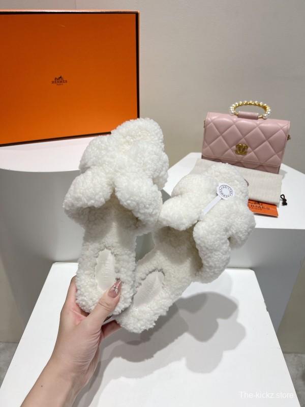 Hermès Teddy Wool Flat Slippers - LY00240